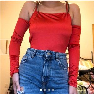 Red Satin Bodysuit